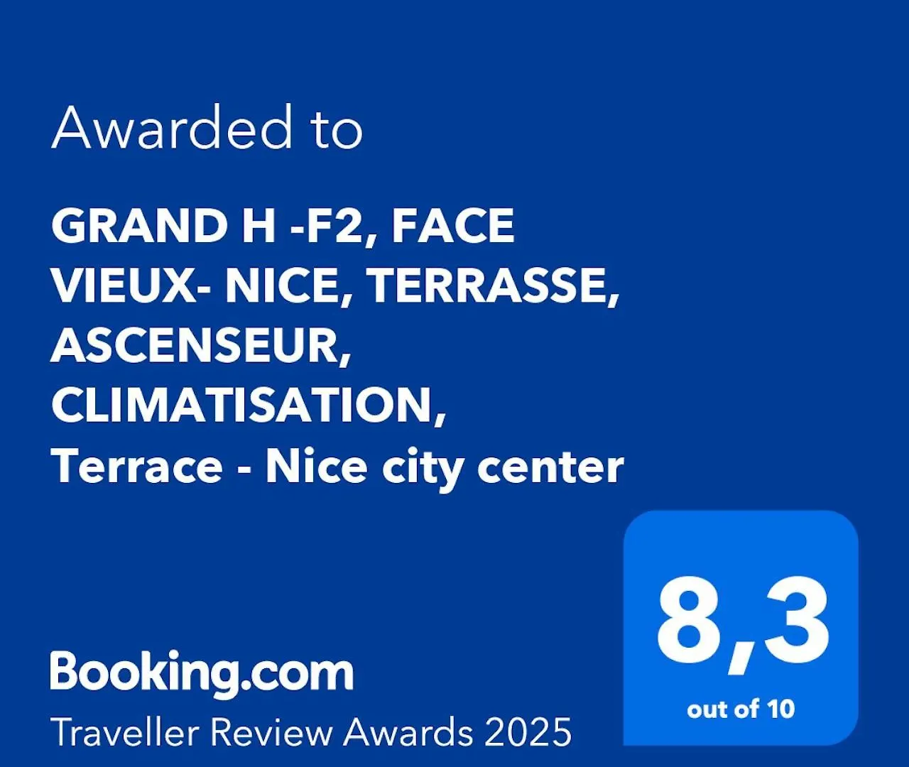 Apartment Grand H -F2, Face Vieux- Nice, Terrasse, Ascenseur, Climatisation, Terrace - Nice City Center